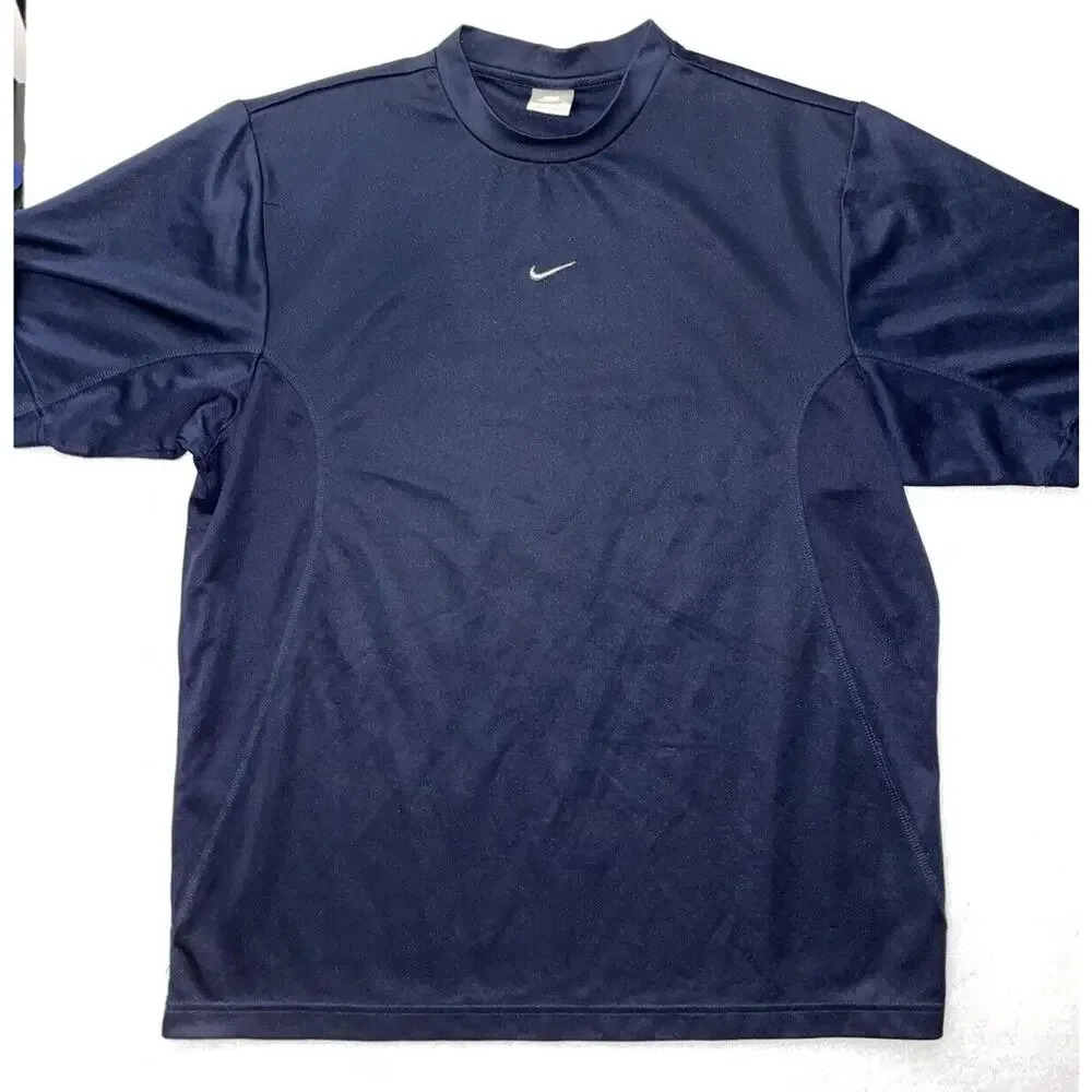 Vintage Nike Center Swoosh Shirt‎ Men’s Large Embroidered Blue White Y2K RARE